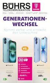 Smartphone im Telekom Partner Bührs Melle Prospekt in Osnabrück Aktueller Telekom Partner Bührs Melle Prospekt mit Smartphone, "GENERATIONEN-WECHSEL", Seite 1