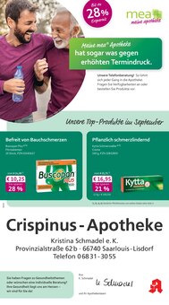 mea - meine apotheke Prospekt der Woche "Unsere September-Angebote" Seite 1, 01.09.2025 bis 30.09.2025 für Saarlouis Aktueller mea - meine apotheke Prospekt "Unsere September-Angebote" Seite 1 von 4 Seiten für Saarlouis