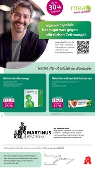 mea - meine apotheke Prospekt der Woche "Unsere November-Angebote" Seite 1, 01.11.2025 bis 30.11.2025 für Mainz Aktueller mea - meine apotheke Prospekt "Unsere November-Angebote" Seite 1 von 4 Seiten für Mainz