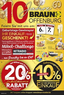 BRAUN Möbel-Center Prospekt 10 JAHRE BRAUN MÖBEL CENTER OFFENBURG mit 2 Seiten