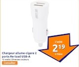 Promo Chargeur allume-cigare 2 ports USB-A à 2,19 € dans le catalogue Action à Châteaubourg