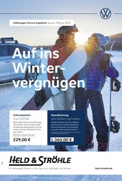 Volkswagen Prospekt für Ulm mit 1 Seite Volkswagen Prospekt für Ulm: "Auf ins Wintervergnügen", 1 Seite, 01.01.2025 - 28.02.2025