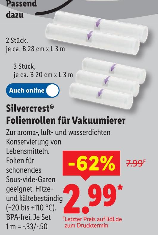 Folienrollen für Vakuumierer