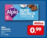 Alpen Vollmilch Schokolade Angebote von Alpia bei combi Menden für 0,99 €