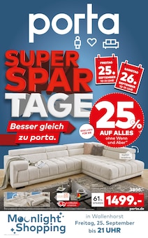 porta Möbel Prospekt SUPER-SPAR-TAGE mit  Seiten in Hörstel und Umgebung