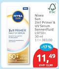 2in1 Primer & UV Serum Sonnenfluid LSF50+ von Nivea Sun im aktuellen budni Prospekt