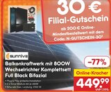 Balkonkraftwerk mit 800W Wechselrichter Komplettset Full Black Bifazial Angebote von Sunniva bei Netto Marken-Discount Bietigheim-Bissingen für 449,99 €