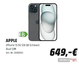 iPhone 15 5G Angebote von APPLE bei MediaMarkt Saturn Rosenheim für 649,00 €