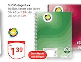 Collegeblock DIN A5 Angebote von OHO bei GLOBUS Rodgau für 1,39 €
