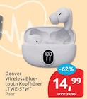 Wireless Bluetooth Kopfhörer "TWE-57W" im budni Prospekt Wireless Bluetooth Kopfhörer "TWE-57W" von Denver im aktuellen budni Prospekt für 14,99 €