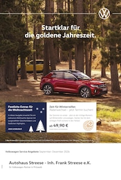 Werkstatt & Auto Prospekt von Volkswagen in Meyenburg Aktueller Volkswagen Werkstatt & Auto Prospekt für Meyenburg: Herbst im Kopf. Sicherheit im Auto. mit 1} Seite, 01.09.2026 - 31.12.2026