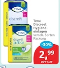 Discreet Hygiene-Einlagen von Tena für 2,99 € bei budni im Angebot Discreet Hygiene-Einlagen von Tena im aktuellen budni Prospekt