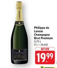 Champagne Brut Premium Angebote von Philippe de Lonsac bei E center Darmstadt für 19,99 €