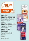 REVITALIFT LASER oder REVITALIFT FILLER oder REVITALIFT CLINICAL Angebote von L'ORÉAL bei Müller Bensheim für 15,99 €