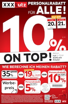 XXXLutz Möbelhäuser Prospekt PERSONALRABATT FÜR ALLE! mit 1 Seite
