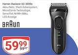 Herren-Rasierer S3-3000s im Angebot bei GLOBUS in Mannheim Herren-Rasierer S3-3000s Angebote von Braun bei GLOBUS Mannheim für 59,99 €