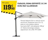 Parasol Roma Déporté 3 x 3 M Écru Mat Aluminium - Tout Faire à Rennes Parasol Roma Déporté 3 x 3 M Écru Mat Aluminium en promo chez Tout Faire Rennes à 119,90 €