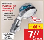 Duschkopf mit Stopptaste & Druckregler Angebote von Easymaxx bei Netto Marken-Discount Mühlhausen für 7,77 €