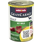 Animonda Dog Dose GranCarno Adult mit Wild 400 g im Angebot bei Zookauf in Bremen Animonda Dog Dose GranCarno Adult mit Wild 400 g Angebote von Animonda bei Zookauf Bremen für 1,49 €