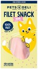 Katzensnack Filet Snack im Angebot bei REWE in Elmshorn Katzensnack Filet Snack Angebote von Pets Deli bei REWE Elmshorn für 1,49 €