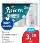 Toilettenpapier Deluxe von Favora für 3,29 € bei budni im Angebot Toilettenpapier Deluxe von Favora im aktuellen budni Prospekt