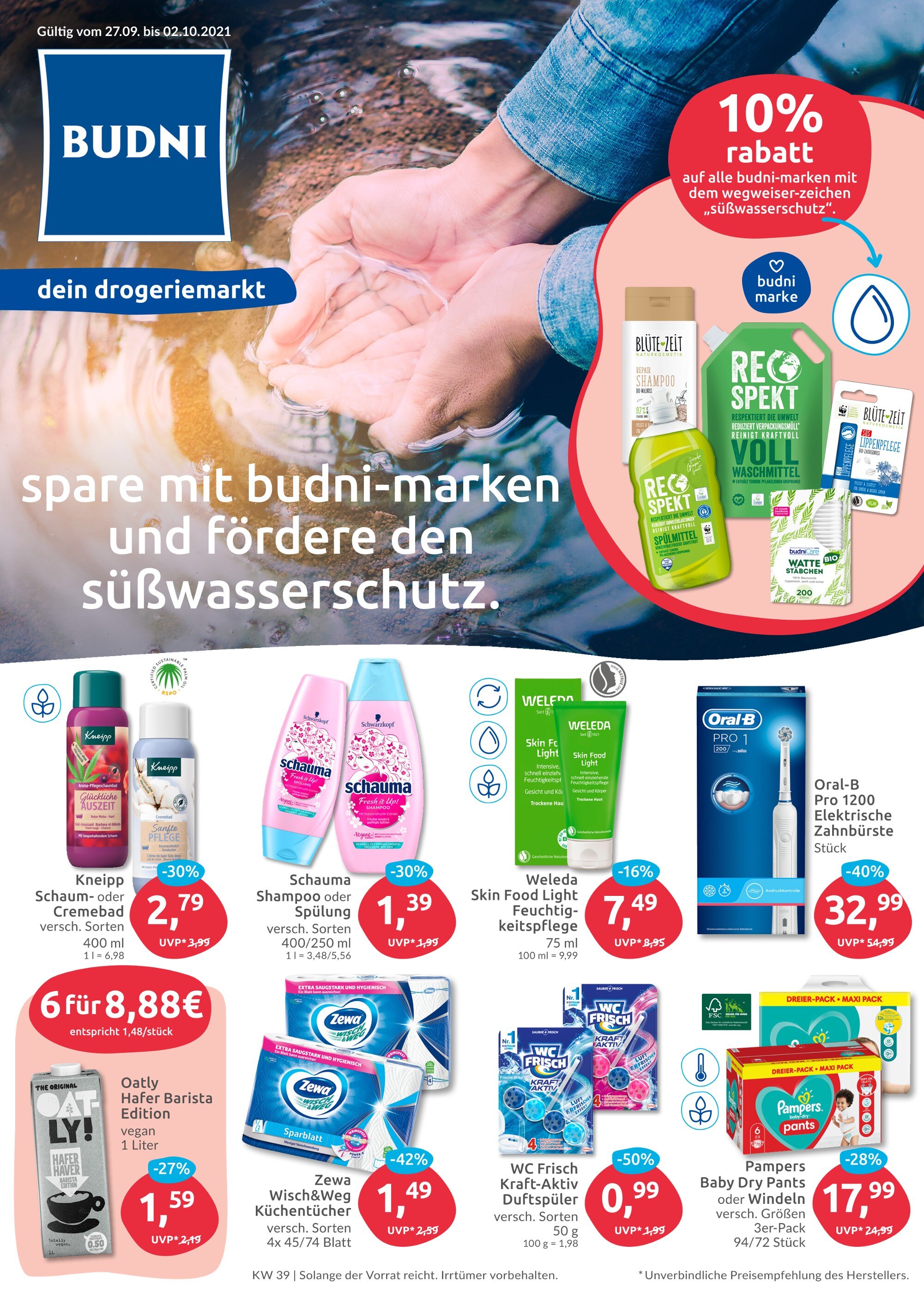 BUDNI Prospekt für Bamberg mit 8 Seiten BUDNI Prospekt für Bamberg: "BUDNI - Dein Drogeriemarkt", 8 Seiten, 27.09.2021 - 02.10.2021