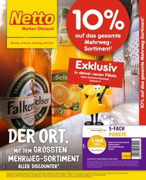 Netto Marken-Discount Prospekt für Halle: "10% auf das gesamte Mehrweg-Sortiment", 4 Seiten, 15.04.2024 - 20.04.2024