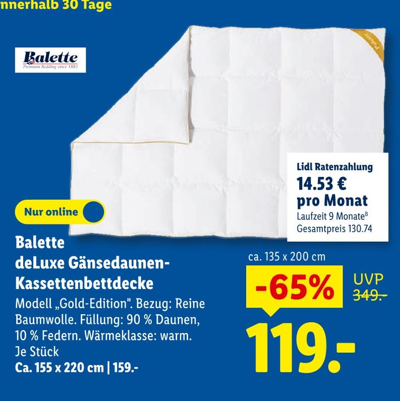deLuxe Gänsedaunen-Kassettenbettdecke