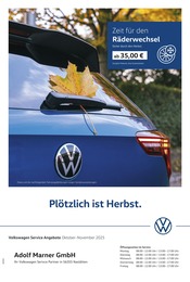 Aktueller Volkswagen Werkstatt & Auto Prospekt in Miehlen und Umgebung, "Herbstliche Angebote." mit 1 Seite, 01.10.2025 - 30.11.2025