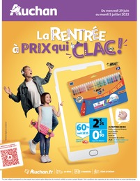 Catalogue Auchan à Paris, avec 7 pages Prospectus Auchan à Paris, "La rentrée à prix qui clac !", 7 pages, 29/06/2022 - 05/07/2022