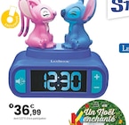 RÉVEIL VEILLEUSE STITCH ET ANGEL AVEC EFFETS SONORES ET MUSIQUES en promo chez JouéClub Bastia à 36,99 €