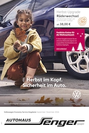 Volkswagen Werkstatt & Auto Prospekt der aktuellen Woche mit 1 Seite, gültig von 01.09.2026 bis 31.12.2026, in Oestrich-Winkel und Umgebung Aktueller Volkswagen Werkstatt & Auto Prospekt in Oestrich-Winkel und Umgebung, "Herbst im Kopf. Sicherheit im Auto." mit 1 Seite, 01.09.2026 - 31.12.2026
