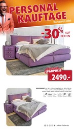 Bett im Polstermöbel Fischer Prospekt "PERSONAL-KAUFTAGE" auf Seite 30