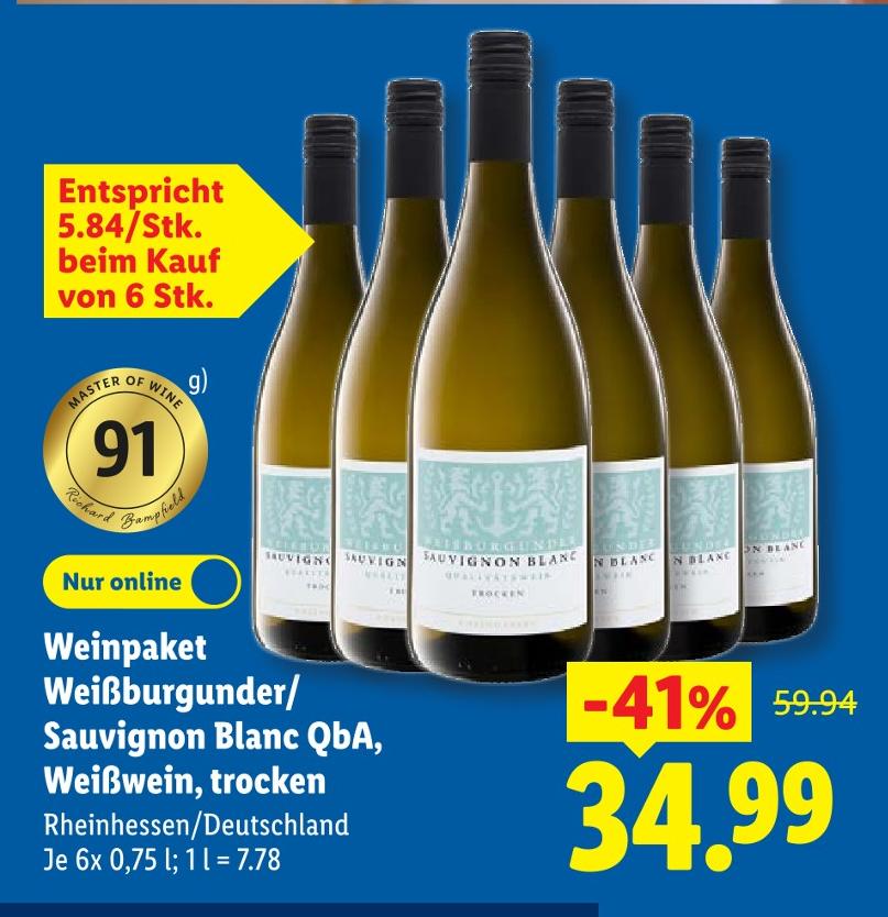 Weinpaket Weißburgunder/Sauvignon Blanc QbA, Weißwein, trocken