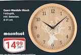 Quarz-Wanduhr Hirsch im Angebot bei GLOBUS in Rostock Quarz-Wanduhr Hirsch Angebote von manufact bei GLOBUS Rostock für 14,99 €