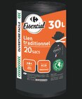 Sac poubelle à lien traditionnel 30L - CARREFOUR ESSENTIAL en promo chez Supermarchés Match Sac poubelle à lien traditionnel 30L - CARREFOUR ESSENTIAL dans le catalogue Supermarchés Match
