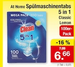 Aktuelles Spülmaschinentabs 5 in 1 Classic Lemon Angebot bei Zimmermann in Oldenburg ab 6,66 €
