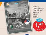budni Barsbüttel - Collegeblock DIN A4 2in1 kariert & liniert Angebot im Prospekt Collegeblock DIN A4 2in1 kariert & liniert bei budni im Barsbüttel Prospekt für 1,49 €