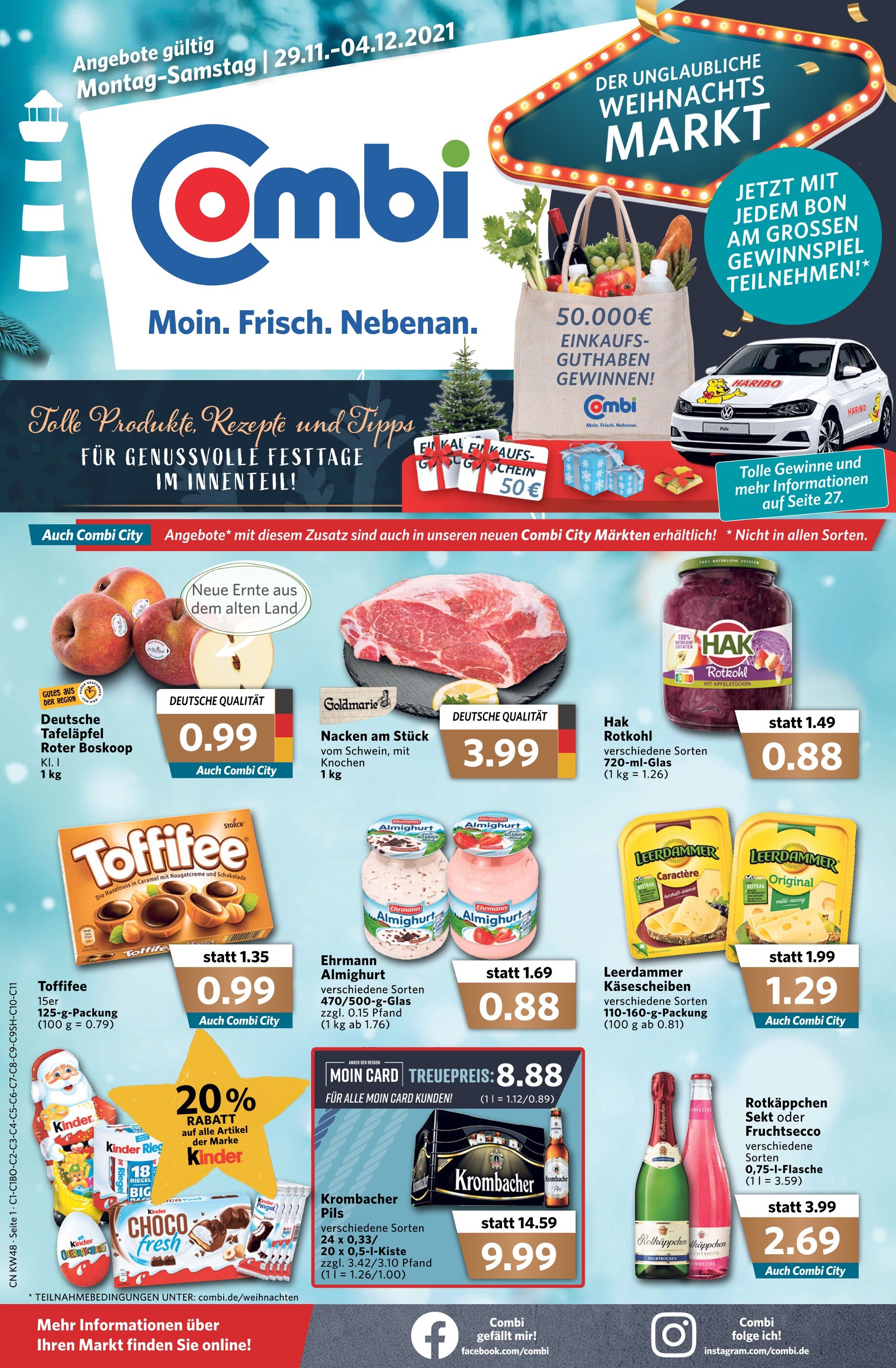 combi Prospekt für Marienfeld mit 30 Seiten combi Prospekt für Marienfeld: "Markt - Angebote", 30 Seiten, 29.11.2021 - 04.12.2021