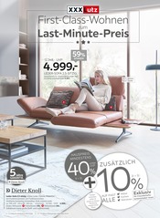 Aktueller XXXLutz Möbelhäuser Prospekt mit Sofa, "First-Class-Wohnen zum Last-Minute-Preis", Seite 1