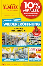 Netto Marken-Discount Sünching Prospekt der aktuellen Woche, gültig von 11.11.2025 bis 15.11.2025 Aktueller Netto Marken-Discount Sünching Prospekt "Wiedereröffnung - 10% auf ALLES" mit 4 Seiten