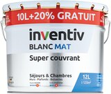 Peinture Blanc Super couvrant mat 10 L + 2 L gratuits - INVENTIV en promo chez Mr. Bricolage Alès à 47,90 €