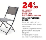Chaise pliante binic - Hyper U à Béziers Chaise pliante binic en promo chez Hyper U Béziers à 24,99 €