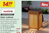 Gartenbeleuchtung im toom Baumarkt Prospekt Solar-Laterne von toom im aktuellen toom Baumarkt Prospekt für 14,99 €