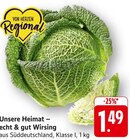 E center Uhingen - Recht & gut Wirsing Angebot im Prospekt Recht & gut Wirsing bei E center im Uhingen Prospekt für 1,49 €