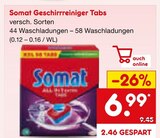 Geschirrreiniger Tabs im Netto Marken-Discount Prospekt Geschirrreiniger Tabs von Somat im aktuellen Netto Marken-Discount Prospekt für 6,99 €
