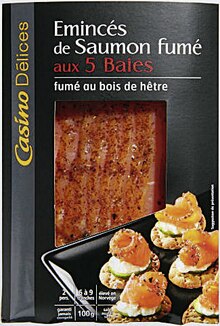 Emincés de saumon fumé aux 5 baies - Casino Supermarchés à Courbevoie Emincés de saumon fumé aux 5 baies en promo chez Casino Supermarchés Courbevoie