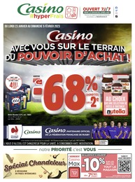 Prospectus Géant Casino, "Casino avec vous sur le terrain du pouvoir d'achat !",  pages, 23/01/2023 - 05/02/2023