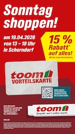 toom Baumarkt Baumärkte Prospekt der aktuellen Woche mit 1 Seite, gültig von 19.04.2026 bis 19.04.2026, in Weinstadt und Umgebung Aktueller toom Baumarkt Baumärkte Prospekt in Weinstadt und Umgebung, "Sonntag shoppen!" mit 1 Seite, 19.04.2026 - 19.04.2026