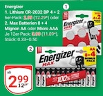 Lithium CR-2032 BP 4 + 2 Angebote von Energizer bei GLOBUS Erfurt für 2,99 €